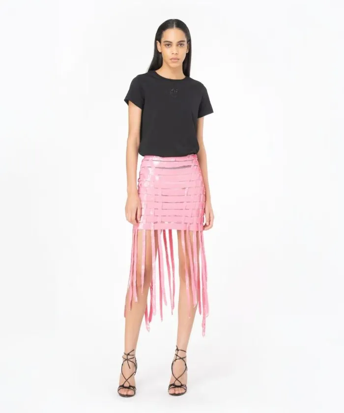 Women Topwear Pinko Tshirt With Love Birds Embroidery Limo Black