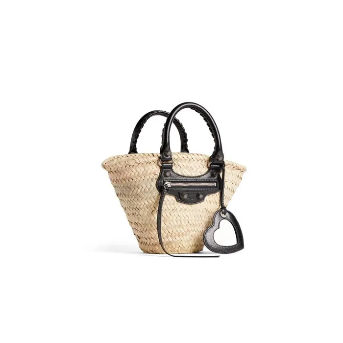 Women Tote Bags Balenciaga Le Cagole Small Basket In Beigeblack