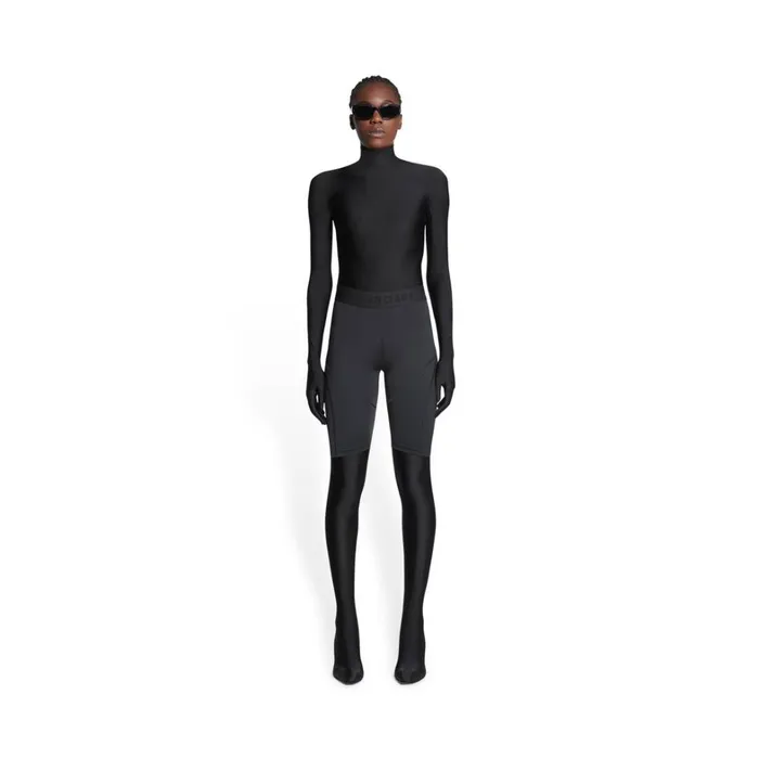Women Trousers Balenciaga 3b Sports Icon Athletic Cut Shorts In Black