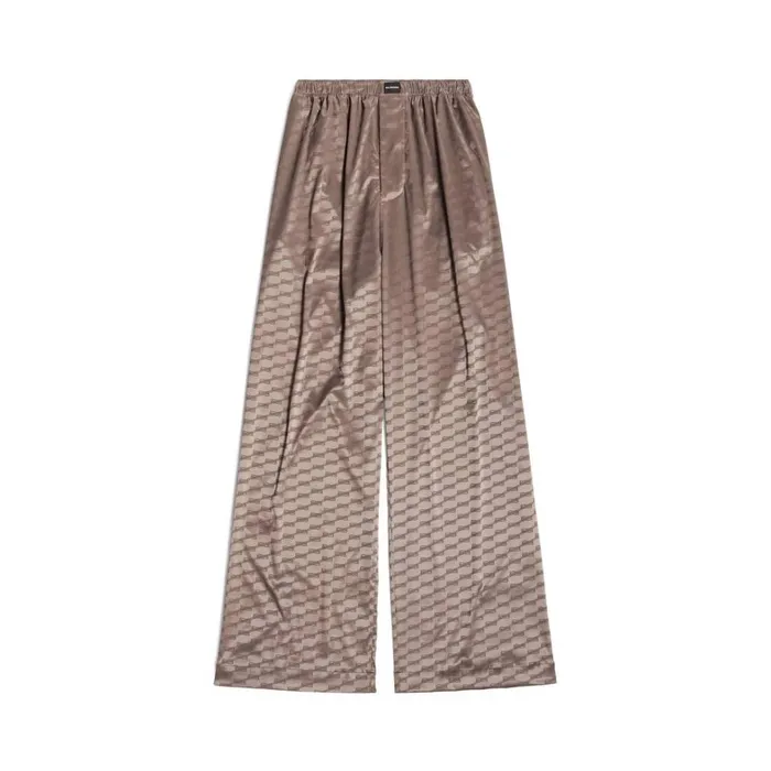 Women Trousers Balenciaga Bb Monogram Loose Pyjama Trousers In Dark Beige