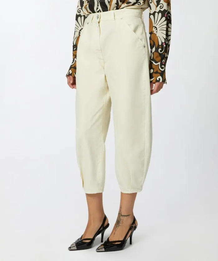 Women Trousers Pinko Cotton Canvas Balloon Trousers Milk White Women Trousers Pinko Cotton Canvas Balloon Trousers Milk White