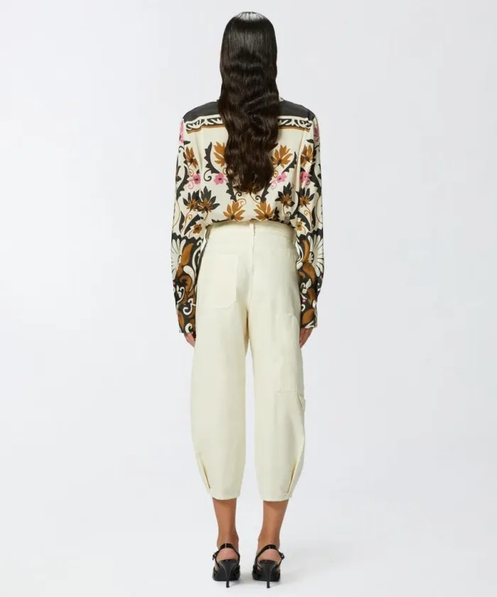 Women Trousers Pinko Cotton Canvas Balloon Trousers Milk White Women Trousers Pinko Cotton Canvas Balloon Trousers Milk White