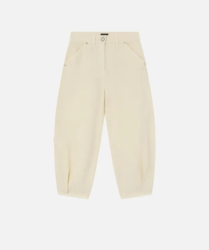 Women Trousers Pinko Cotton Canvas Balloon Trousers Milk White Women Trousers Pinko Cotton Canvas Balloon Trousers Milk White
