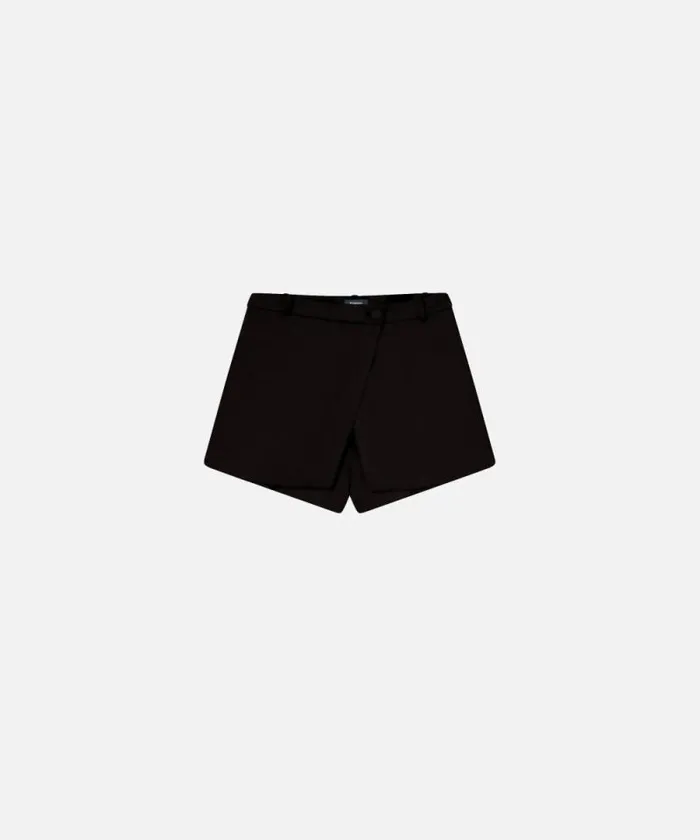 Women Trousers Pinko Crossoverfront Shorts In Technical Cady Limo Black