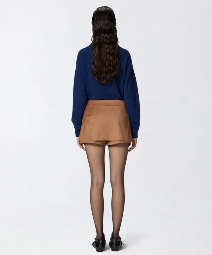Women Trousers Pinko Flannel Mini Skirteffect Shorts Walnut Brown Women Trousers Pinko Flannel Mini Skirteffect Shorts Walnut Brown