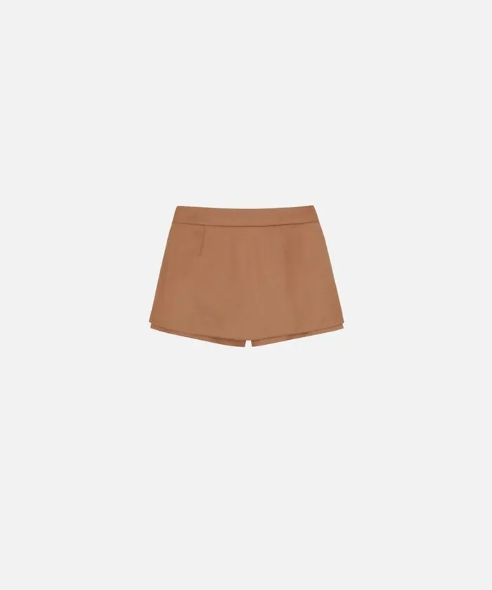Women Trousers Pinko Flannel Mini Skirteffect Shorts Walnut Brown Women Trousers Pinko Flannel Mini Skirteffect Shorts Walnut Brown