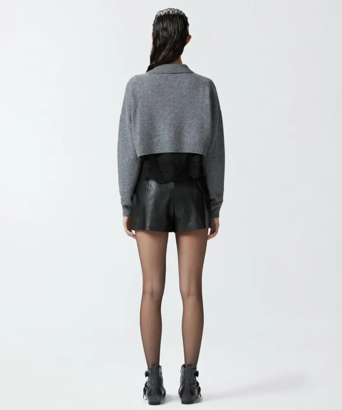 Women Trousers Pinko Leathereffect Shorts With Button Limo Black Women Trousers Pinko Leathereffect Shorts With Button Limo Black