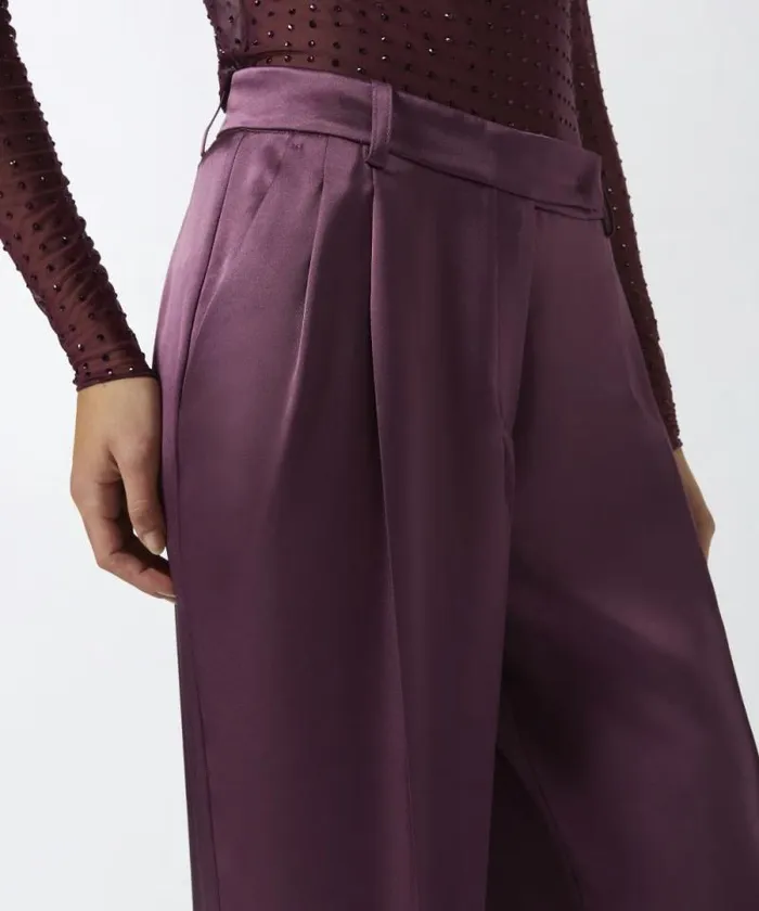 Women Trousers Pinko Tailored Satin Trousers Grape Wine Women Trousers Pinko Tailored Satin Trousers Grape Wine