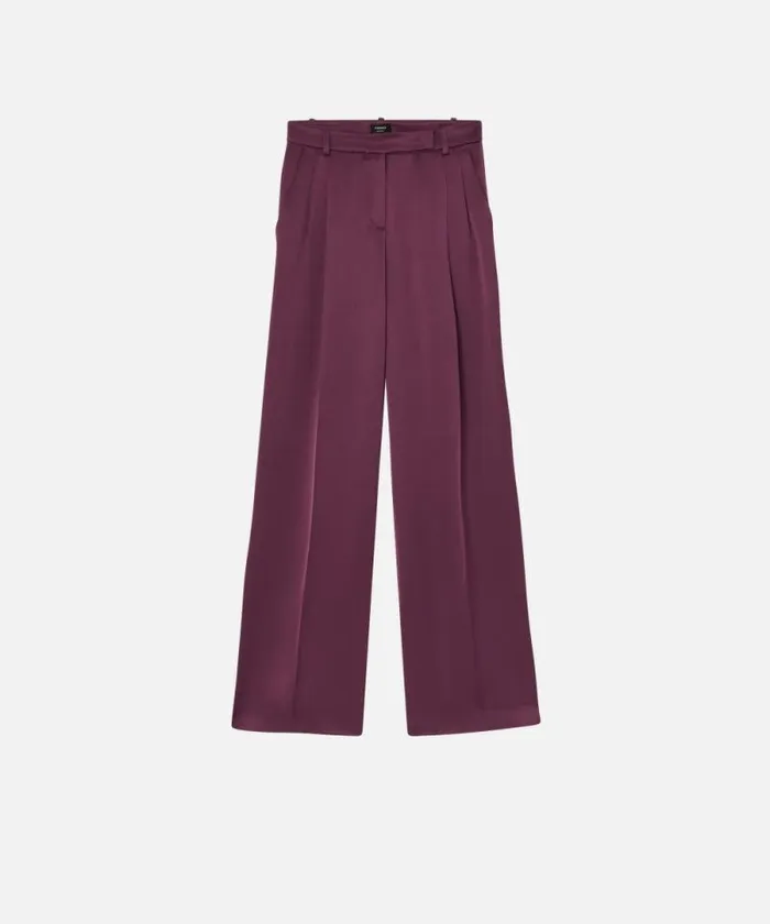 Women Trousers Pinko Tailored Satin Trousers Grape Wine Women Trousers Pinko Tailored Satin Trousers Grape Wine