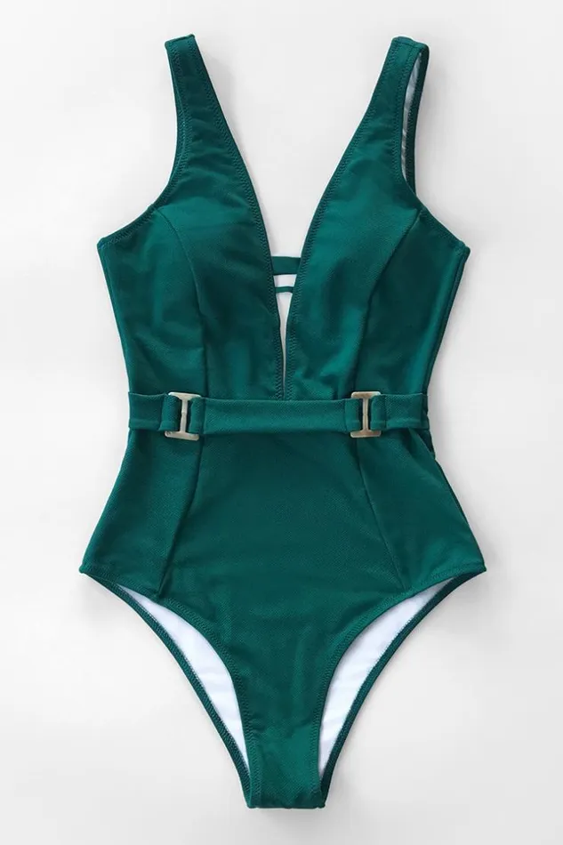 Women Tummy Control Swimsuits Cupshe Stunning Green One Piece Swimsuit Green