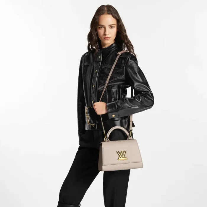 Women Twist Bag Louis Vuitton Louis Vuitton Greige M57214 Twist One Handle PM 8211 Louis Vuitton Handbag Store