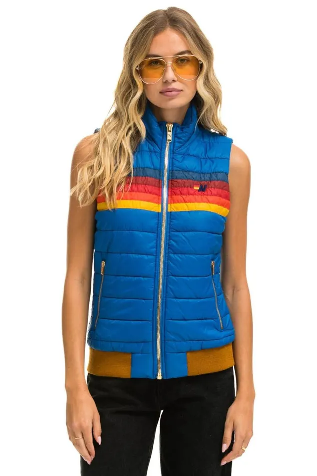 Women Vests Aviator Nation 5 Stripe Vest 8211 Snorkel Blue