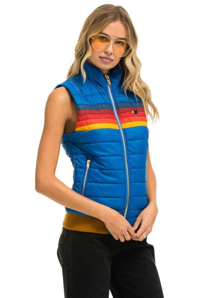 Women Vests Aviator Nation 5 Stripe Vest 8211 Snorkel Blue