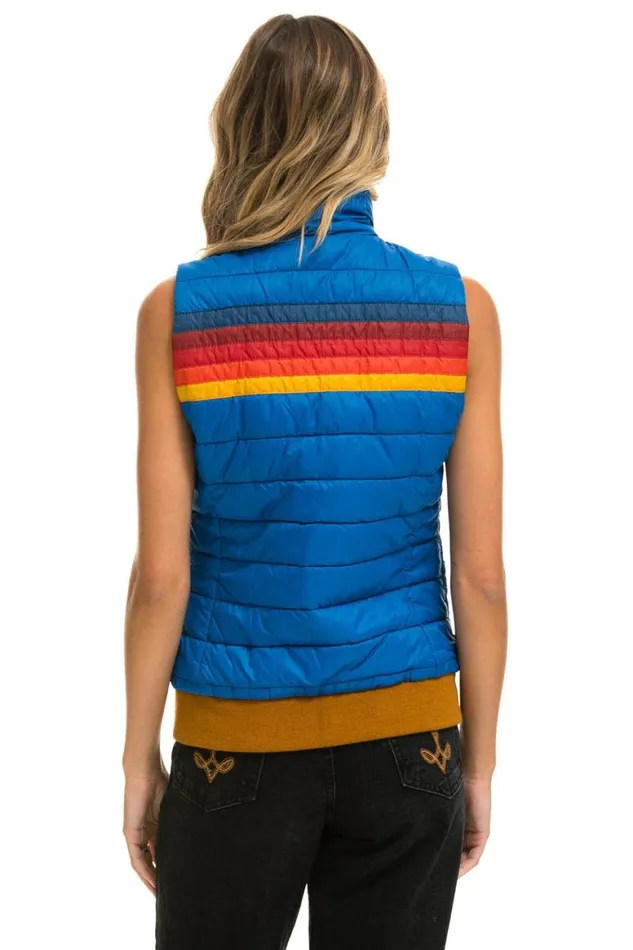 Women Vests Aviator Nation 5 Stripe Vest 8211 Snorkel Blue
