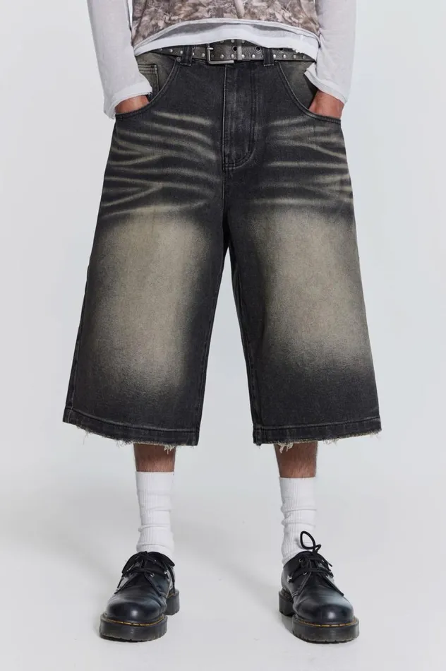 Women Washed Black Colossus Jorts Jaded London Jeans