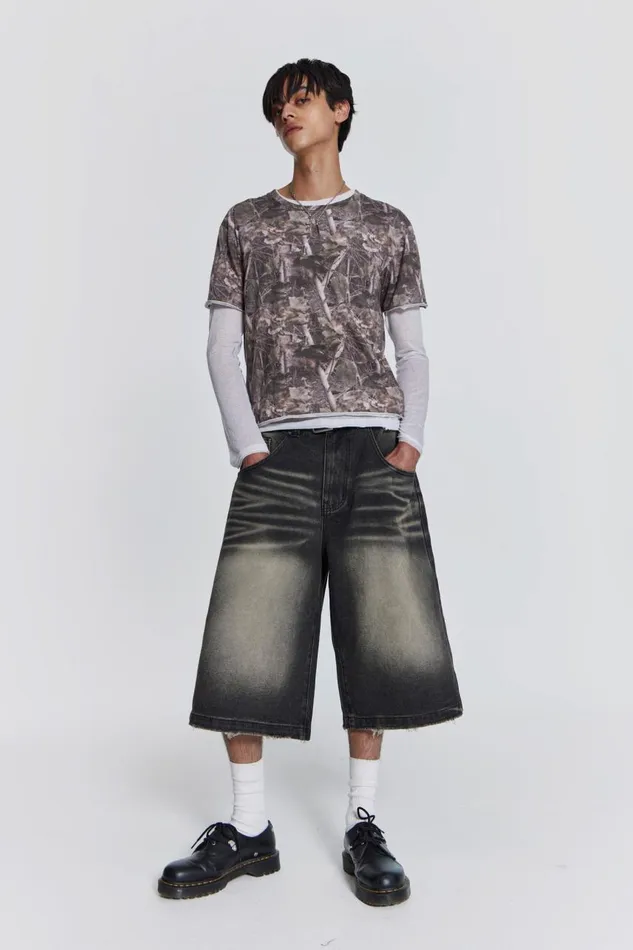 Women Washed Black Colossus Jorts Jaded London Jeans