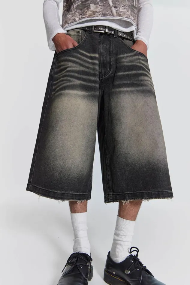 Women Washed Black Colossus Jorts Jaded London Jeans