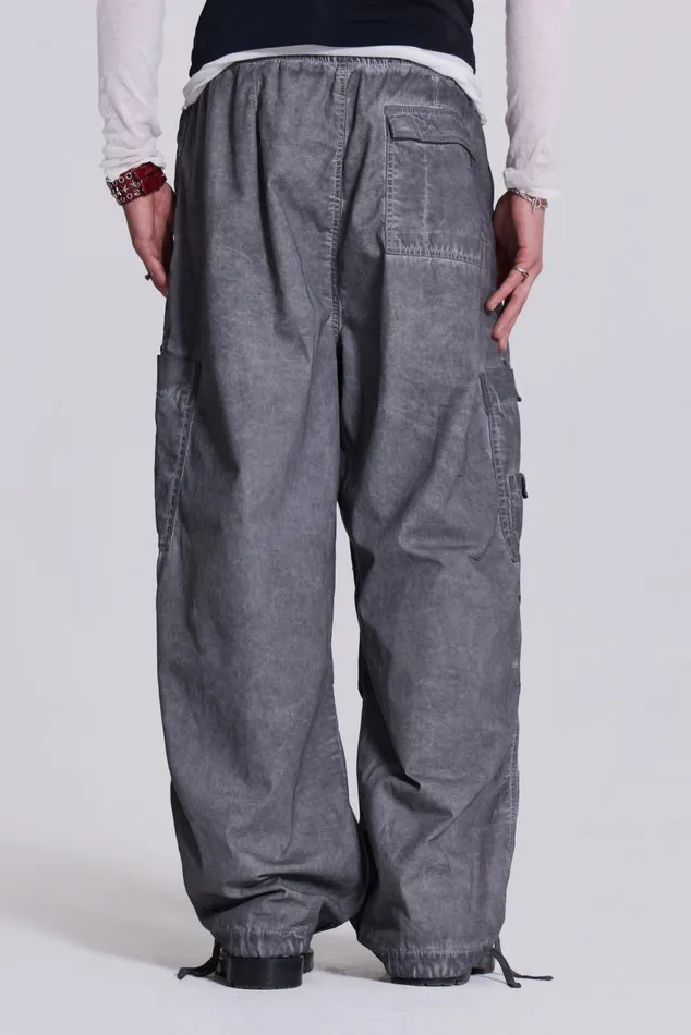 Women Washed Black Oil Parachute Cargo Pants Jaded London Trousers and Pants
