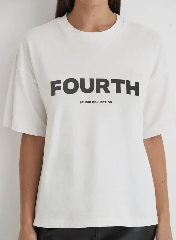 Women White Fourth Branded Oversized TShirt Hannah 4th and Reckless Athleisure