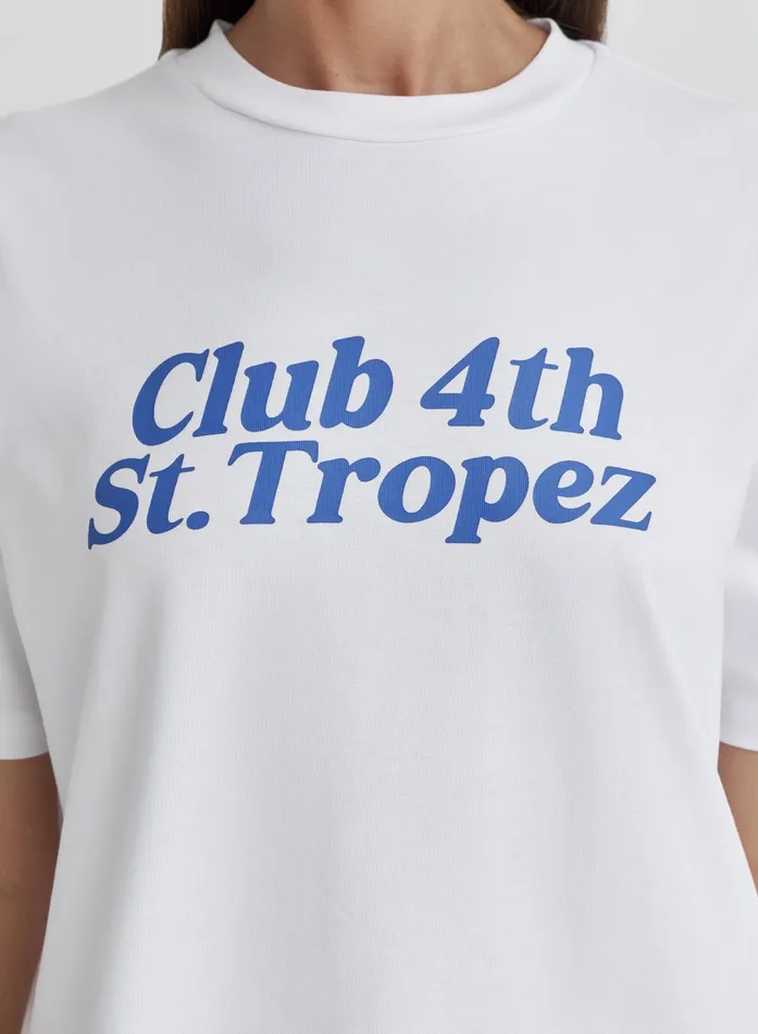 Women White St Tropez Slogan TShirt Laurent 4th and Reckless Athleisure