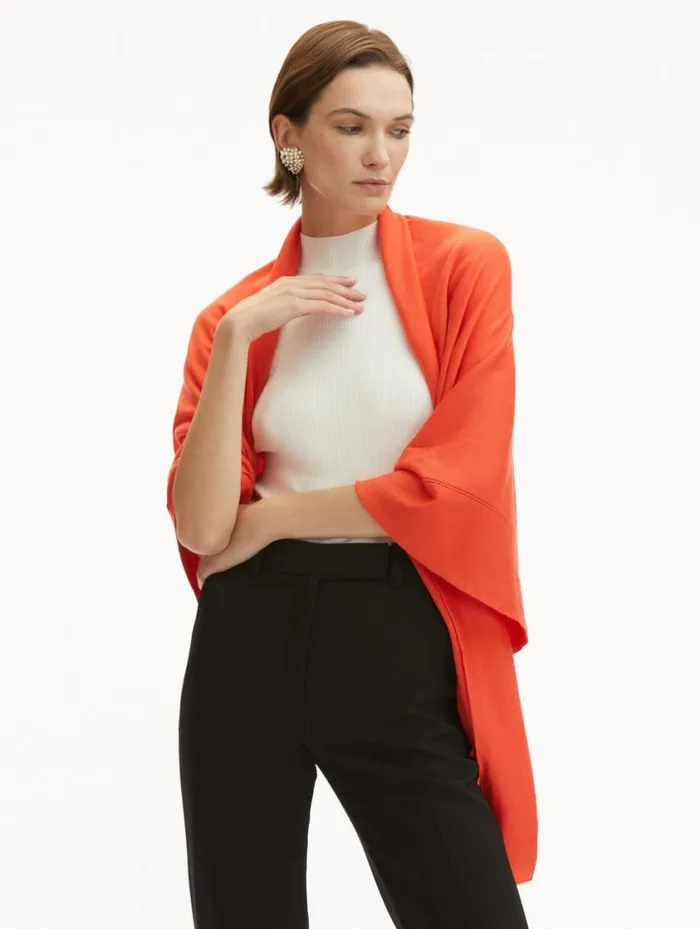 Women WoolBlend Shawl Orange Oscar De La Renta Scarves Women WoolBlend Shawl Orange Oscar De La Renta Scarves