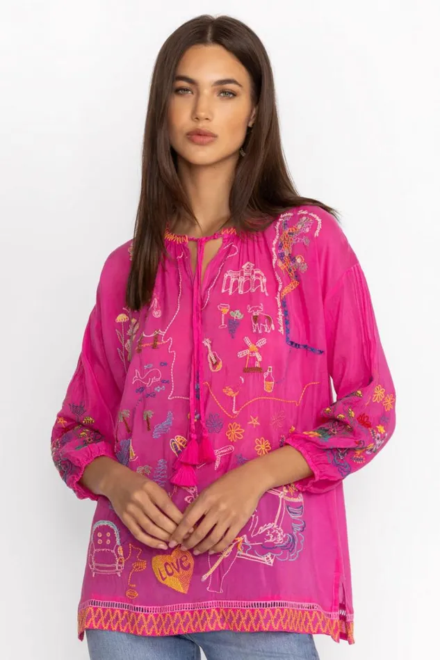 Women ZADONIA BLOUSE Fuchsia Johnny Was Tops