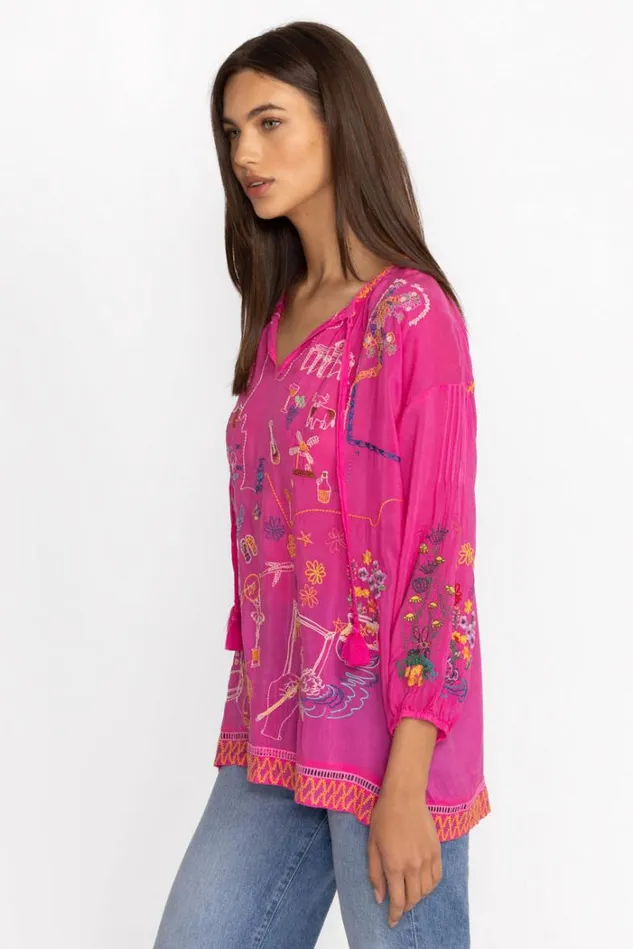 Women ZADONIA BLOUSE Fuchsia Johnny Was Tops Women ZADONIA BLOUSE Fuchsia Johnny Was Tops