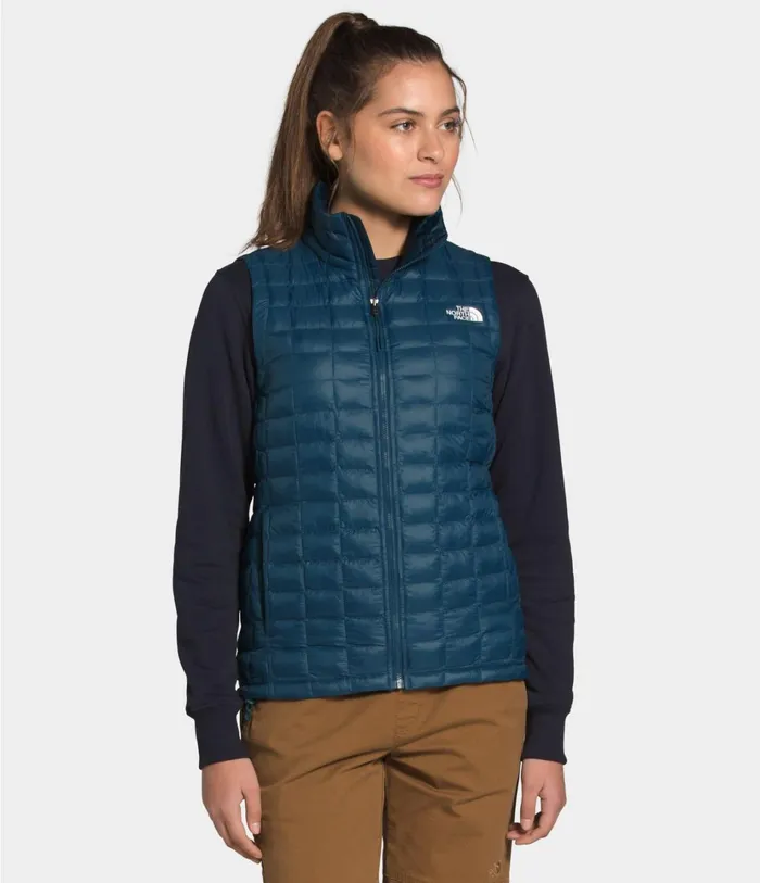 Womens ThermoBall Eco Vest Blue Wing Teal Matte The North Face Vests