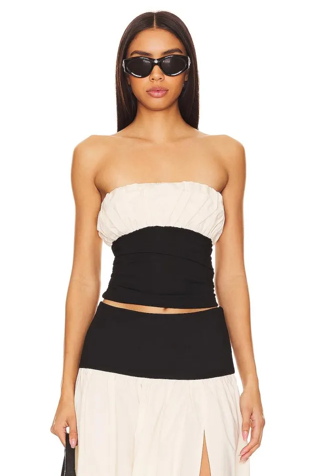 X Anja Dujakovi Mac Tube Top Black and Ivory Women Lovers and Friends Tops