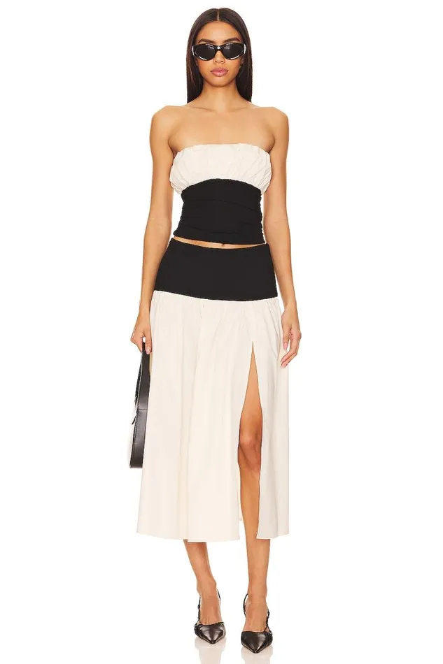 X Anja Dujakovi Mac Tube Top Black and Ivory Women Lovers and Friends Tops