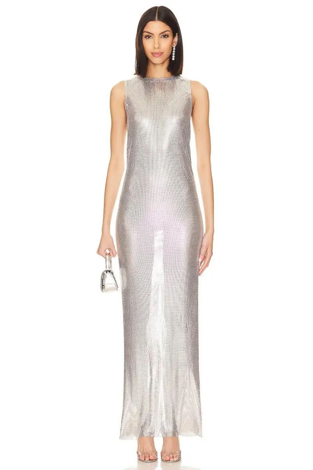 X Anja Dujakovi Oleema Maxi Dress Disco Silver Women Lovers and Friends Dresses
