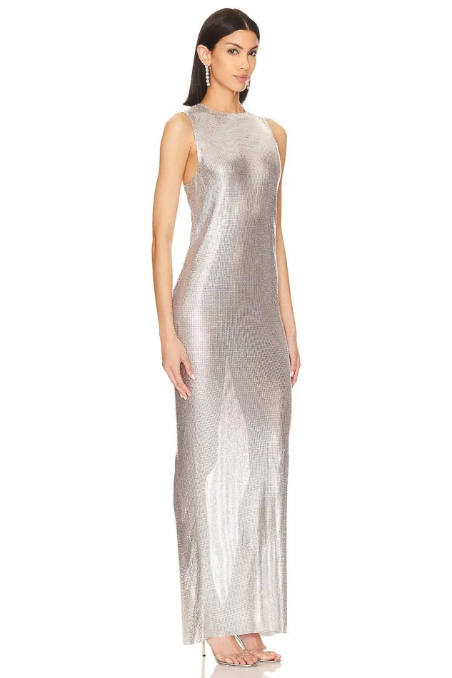X Anja Dujakovi Oleema Maxi Dress Disco Silver Women Lovers and Friends Dresses