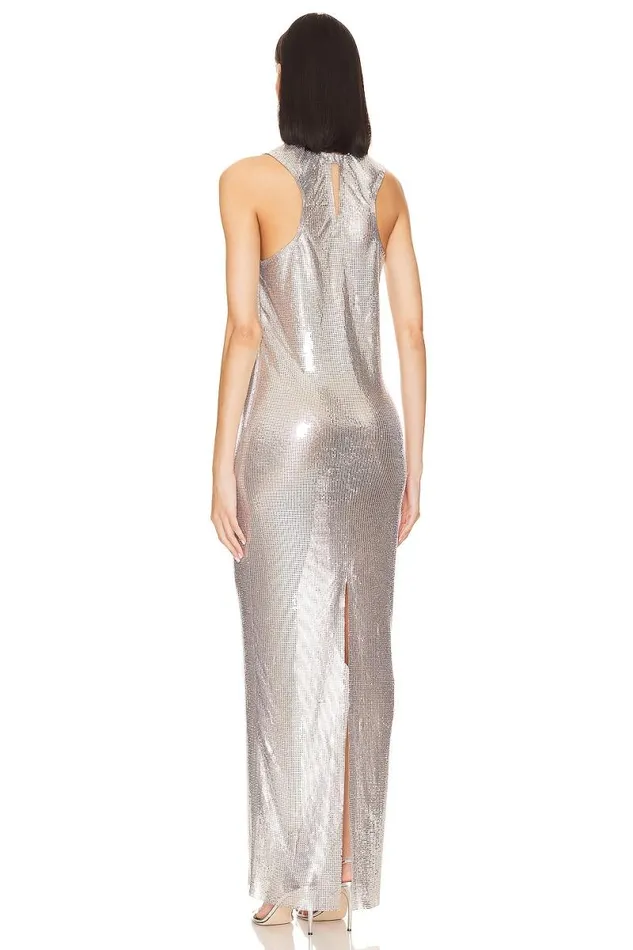X Anja Dujakovi Oleema Maxi Dress Disco Silver Women Lovers and Friends Dresses