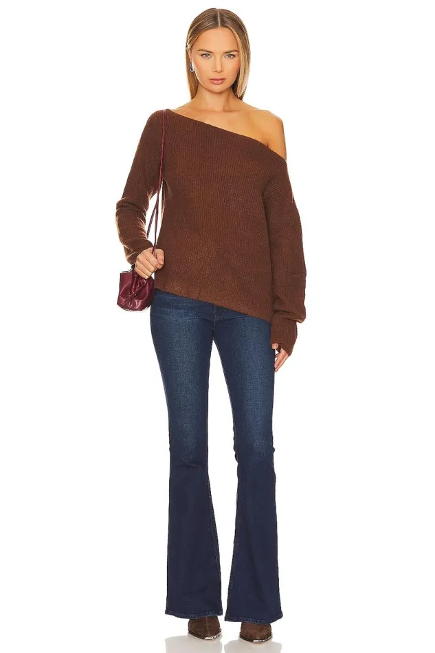 X Rachel Alayah Off Shoulder Sweater Brown Women Lovers and Friends Sweaters and Knits