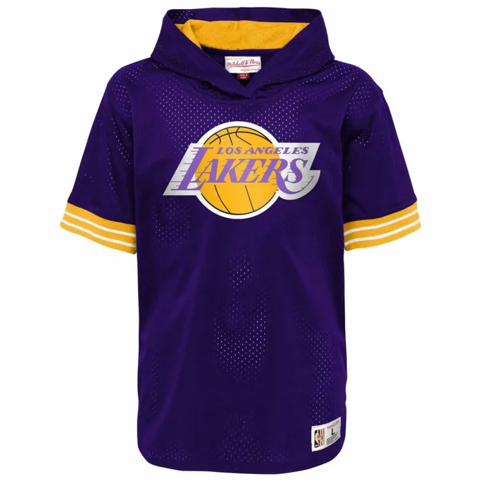 Youth Big Kids Mitchell and Ness Unbeaten SS Mesh Hoody Los Angeles Lakers