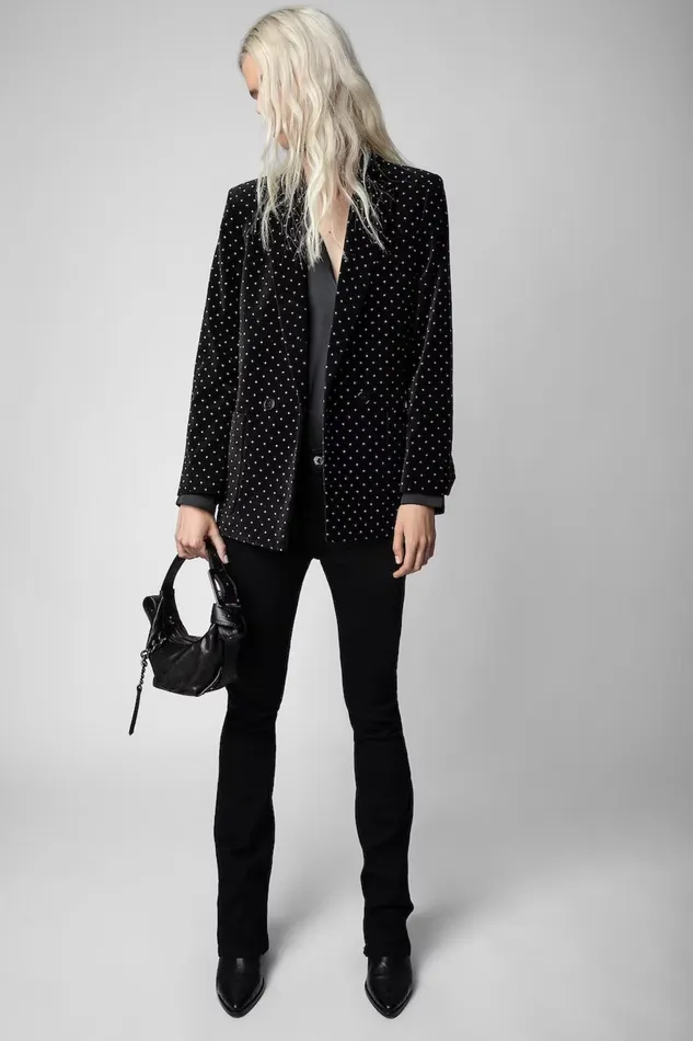 Zadig and Voltaire Jackets VISKO GLITTER DOTS BLACK 8211 Women Zadig and Voltaire Jackets VISKO GLITTER DOTS BLACK 8211 Women