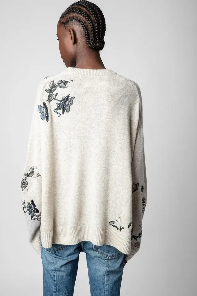 Zadig and Voltaire Sweaters and Knitwear MARKUS MULTI LEAVES MASTIC 8211 Women Zadig and Voltaire Sweaters and Knitwear MARKUS MULTI LEAVES MASTIC 8211 Women